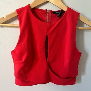 Red Cut Out Crop Top with Zippered Back
